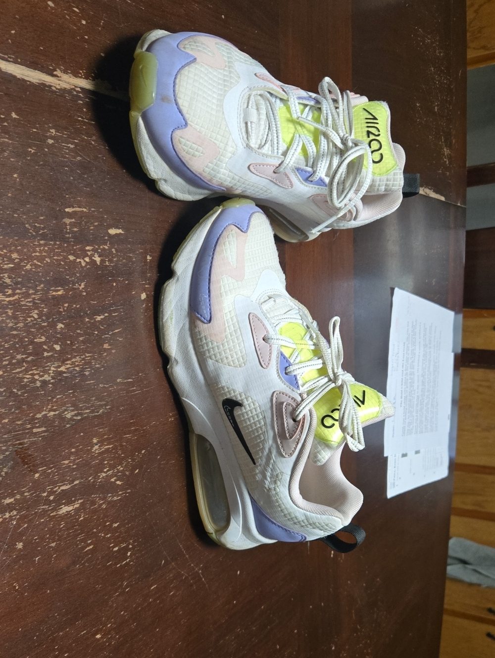 Nike Kids Sneakers - White with Lavender, Pale Pink & Neon Yellow Accents